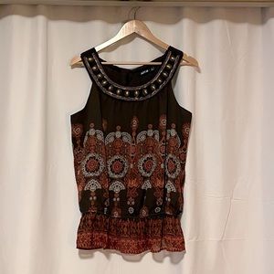 Apt. 9 Sleeveless Jeweled Neckline Blouse